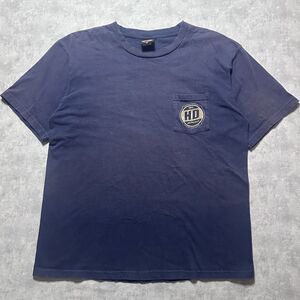 Vintage Harley Davidson Orlando Navy Sun Faded Biker Motorcycle T-Shirt Mens XL